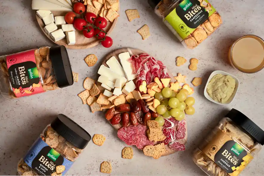 Galletas gullon saladas mini bites quinoa jamon campesinas cheddar