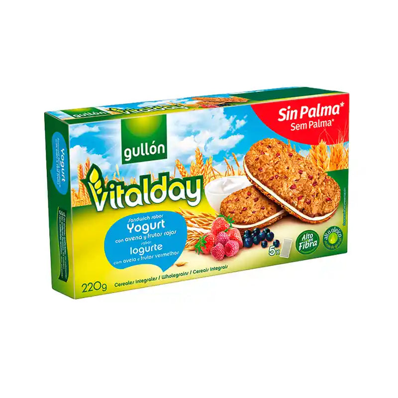 Galletas gullon sandwich avena frutos rojos yogur alto fibra