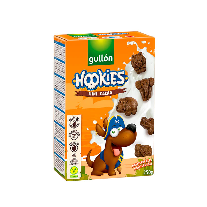 Galletas Gullon Hookies Mini Cacao sin lactosa sin frutos cascara sin huevo