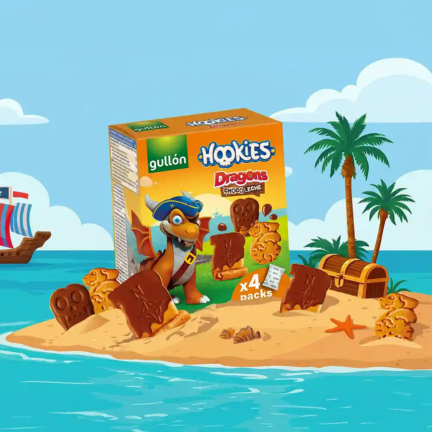 Hookies Dragons Chocolate con leche 160g (4 bolsitas)